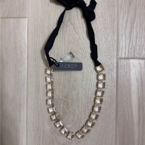 J. Crew Gold & Clear Square Crystal Necklace NWT